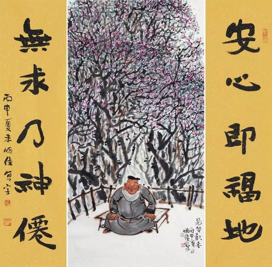 见花欢喜 设色纸本 137x68cm 2016年