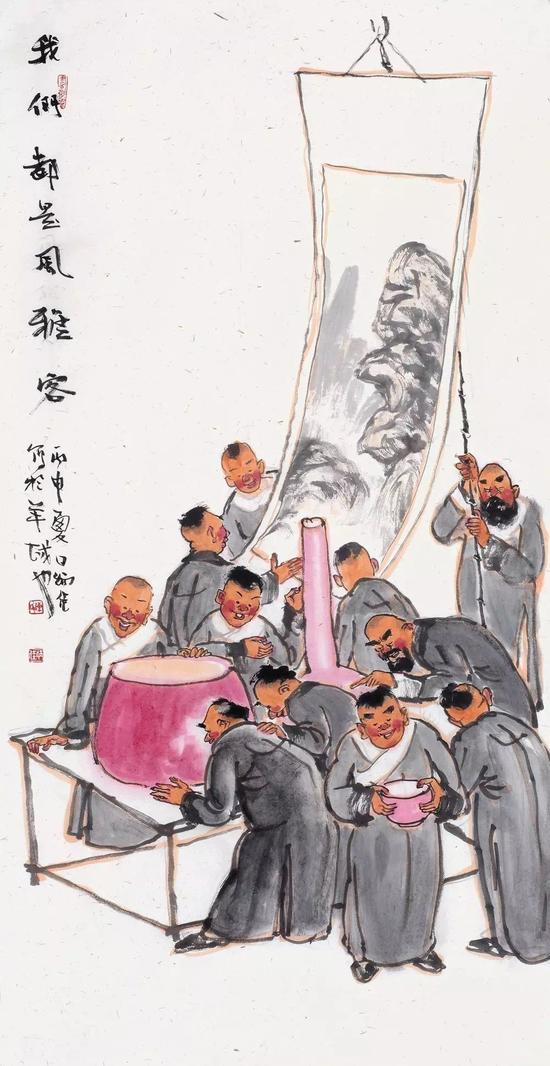 我们都是风雅客  设色纸本  137x68cm  2016年