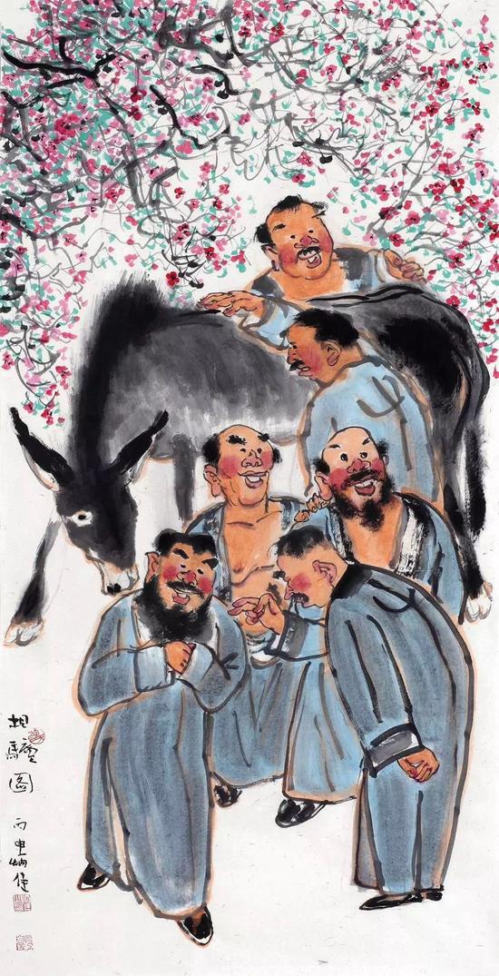 相驴图  设色纸本  137x68cm  2016年